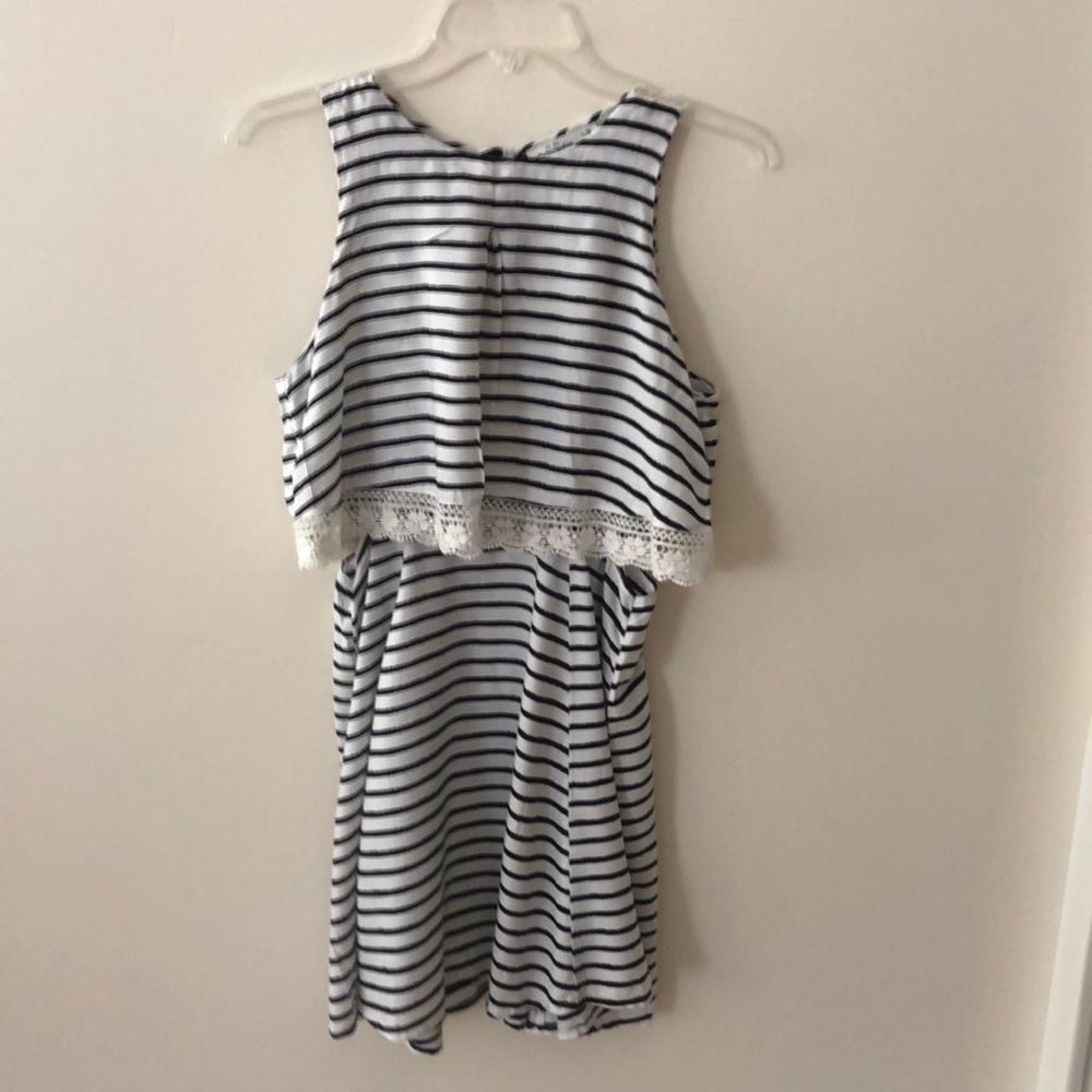 Girl’s black and white striped dress
